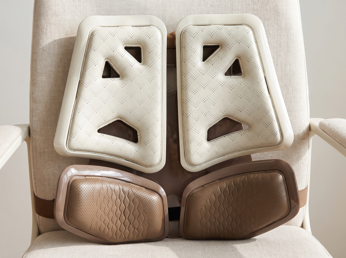 Close-up of the Seat Support panels and lumbar pads on a light office chair